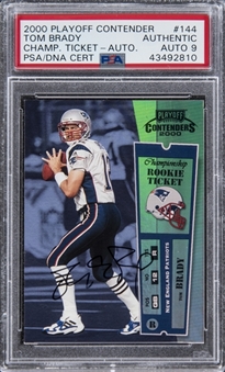 2000 Playoff Contenders "Championship Rookie Ticket" #144 Tom Brady Signed Rookie Card (#100/100) – PSA Authentic/Auto 9